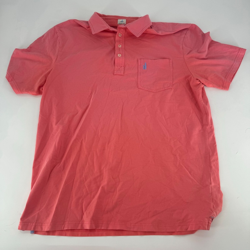 Johnnie-O Hangin Out Mens Large Coral Pink Short Sleeve Pocket Polo Shirt L